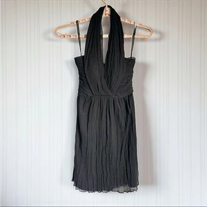 Jenny Yoo Black Dress Women Sz 6 Silk Chiffon Wedding Whimsigoth Halter Y2K EUC